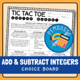 Adding & Subtracting Integers Tic Tac Toe Choice Board!