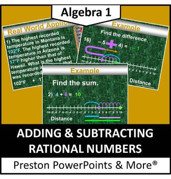 Preview of Adding & Subtracting Integers on a Number Line w/ Properties in a PowerPoint