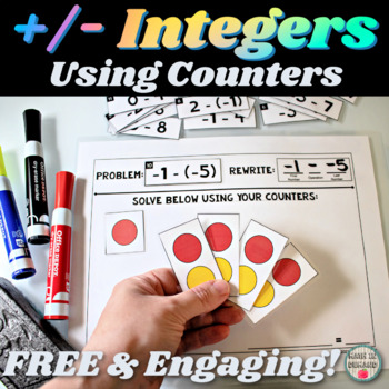 Preview of Adding & Subtracting Integers using Counters Hands On Activity