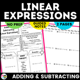 Adding/Subtracting Linear Expressions Sketch Notes and Practice