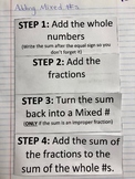 Adding & Subtracting Mixed Numbers- 2 Interactive Notebook