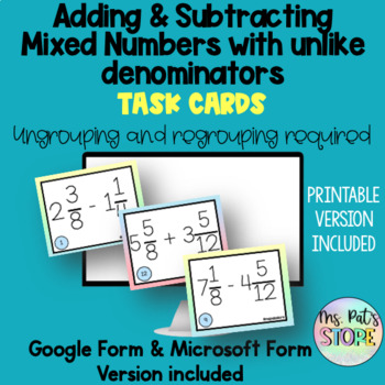 Preview of Adding & Subtracting Mixed Numbers with unlike denominators