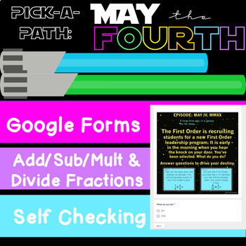 Preview of Adding Subtracting Mult. Dividing Fractions Pick A Path May the 4th Adventure
