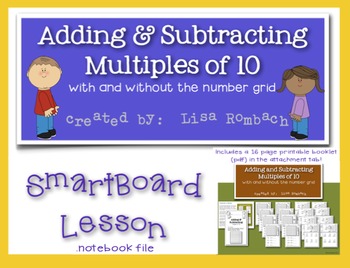 Preview of Adding & Subtracting Multiples of 10 Smart Board Lesson