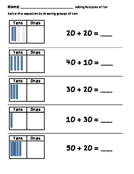 Adding & Subtracting Multiples of Ten by IlluminatingLuz | TpT