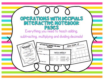 Preview of Adding, Subtracting, Multiplying + Dividing Decimals Interactive Notebook