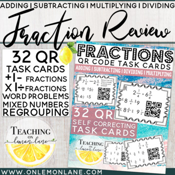 Preview of Adding Subtracting Multiplying Dividing Fractions Task Cards QR Code