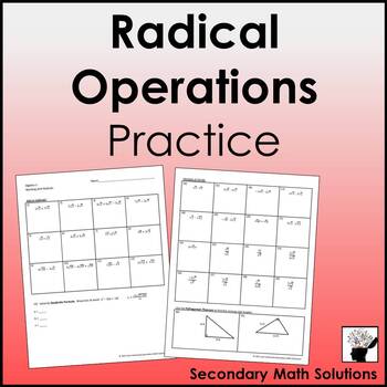 Preview of Adding, Subtracting, Multiplying & Dividing Radicals (with Quadratic Formula)