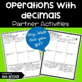 Decimal Operations Partner Activities Different Questions,
