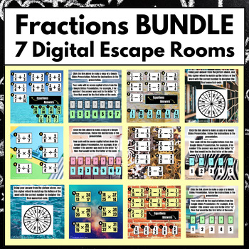 Preview of Adding, Subtracting, Multiplying, and Dividing Fractions Digital Escape Rooms