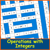 Adding, Subtracting, Multiplying, and Dividing Integers Crossword Puzzle
