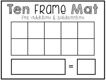 Adding Subtracting Numbers To 10 Ten Frame Mat For Dough Or Counters