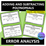 Adding & Subtracting Polynomials Error Analysis Printable 