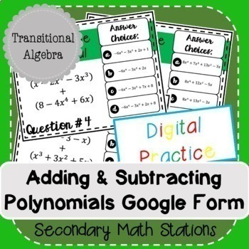Preview of Adding & Subtracting Polynomials Google Form (Digital)
