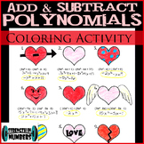 Adding Subtracting Polynomials Valentine's Day Heart Color