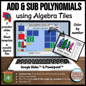 Preview of Adding Subtracting Polynomials using Algebra Tiles + Winter CBN Digital Activity