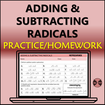 Preview of Adding & Subtracting Radicals/Square Roots - Digital Practice/Homework