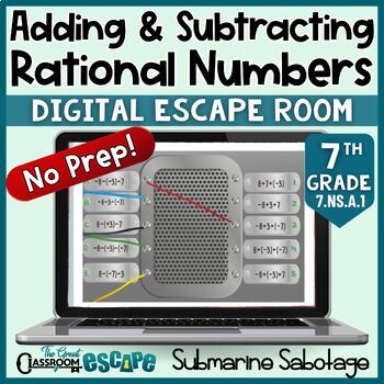 Preview of Adding & Subtracting Rational Numbers Activity 7th Grade Math Escape Room