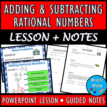 Adding & Subtracting Rational Numbers PPT and Guided Notes BUNDLE