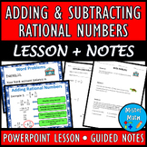 Adding & Subtracting Rational Numbers PPT and Guided Notes BUNDLE