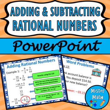 Preview of Adding & Subtracting Rational Numbers PowerPoint Lesson