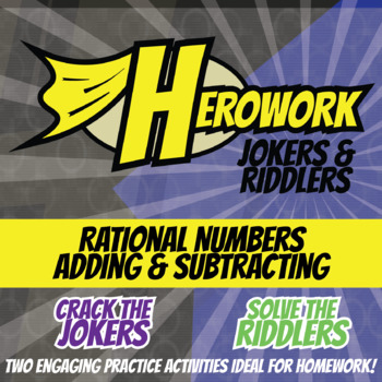 Preview of Adding & Subtracting Rational Numbers Printable Activities - Herowork Worksheet 