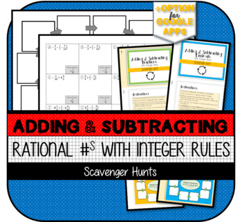 Preview of Adding & Subtracting Rational Numbers with Integer Rules SCAVENGER HUNTS