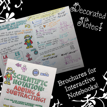 Preview of Adding & Subtracting Scientific Notation - Decorated Notes Brochure for INBs