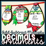 Add, Subtract and Multiply Decimals Christmas Math Holiday