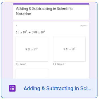 Preview of Adding & Subtracting in Scientific Notation
