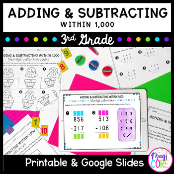 Preview of Adding & Subtracting within 1000 Fluently 3rd Grade Math 3.NBT.A.2 Worksheets