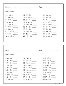 Adding/Subtracting within 20 Fact Fluency by Malamud Materials | TPT