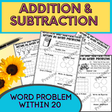Adding & Subtracting within 20 word problems worksheet (nu