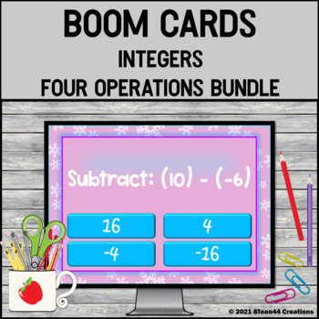 Preview of Adding Subtracting Multiplying and Dividing Integers Boom Cards