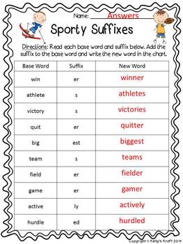 Suffix Activity Sheet by Kelly's Kraft | Teachers Pay Teachers