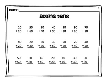 Adding Tens Activity by Patricia Olney | Teachers Pay Teachers