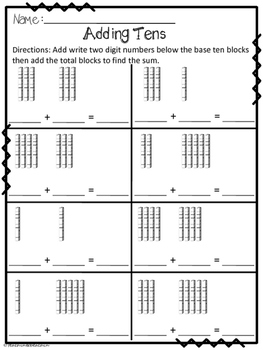 Adding Tens and Ones with Base Ten Blocks by TeachinandBeachin | TpT