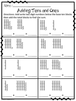 addition with regrouping using base ten blocks worksheets