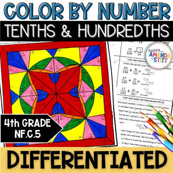 Preview of Adding Tenths and Hundredths Worksheets - 4th Grade Fractions Practice Activity