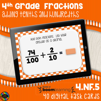 Preview of Adding Tenths and Hundredths in Decimal Form Distance Learning Boom Cards