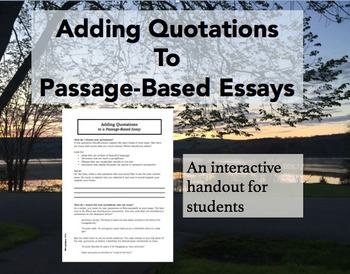Preview of Adding Text Quotations to Passage-Based Essays