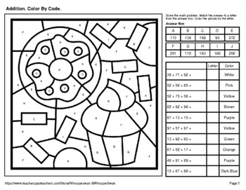 addition coloring pages