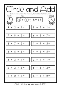 adding three numbers add 3 numbers worksheets printables make ten