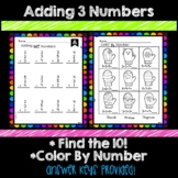 Adding 3 Numbers, Add Three Numbers Color by Number,