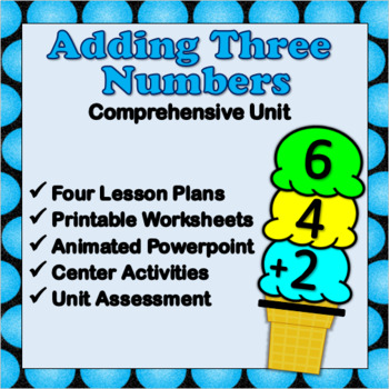 Preview of Adding Three Numbers - Comprehensive Four Lesson Unit