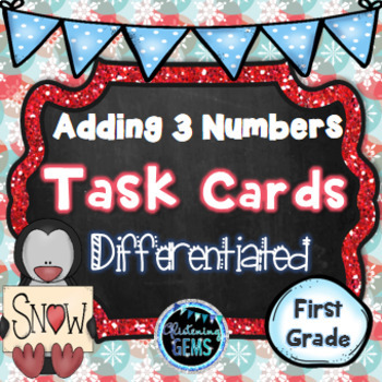 Preview of Winter Math Activities | Adding 3 Numbers First Grade
