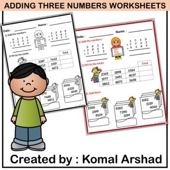 Preview of Adding Three Numbers Worksheets