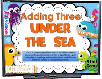 Preview of Adding Three Under the Sea Smart Board Game