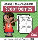 Adding Three or More Numbers - Scoot Game/Task Cards
