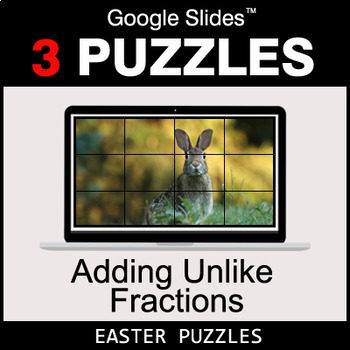 Preview of Adding Unlike Fractions - Google Slides - Easter Puzzles